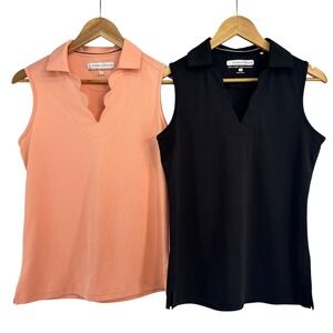 Pebble Beach Women Dry-Luxe Performance Sleeveless Golf Polo 2 Pack Size M